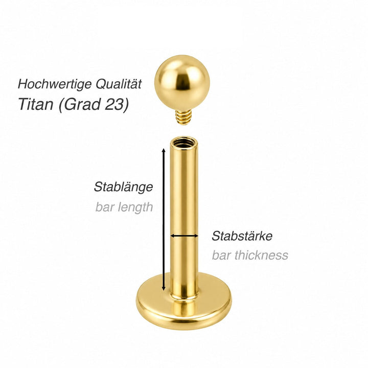 Innengewinde Kugel Piercing Titan gold