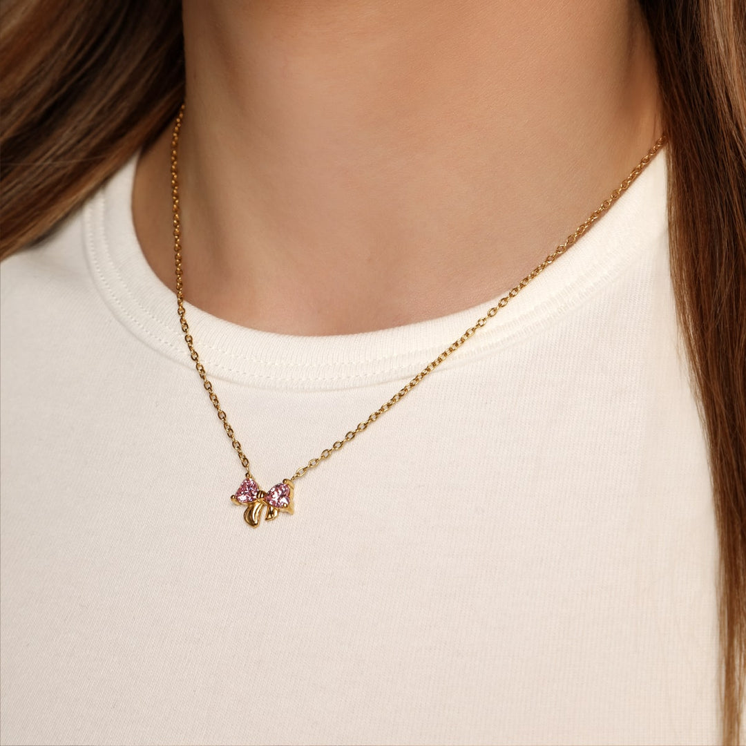 Sweet Bow Halskette | 18K vergoldet