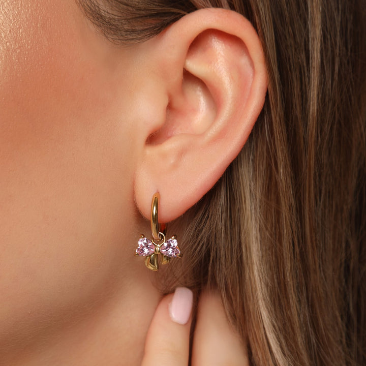 Ohrringe mit Schleifen Anhänger wasserfest vergoldet Edelstahl