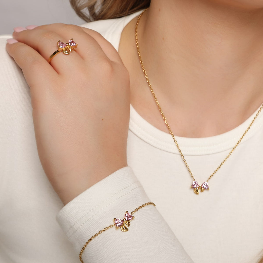 Sweet Bow Halskette | 18K vergoldet