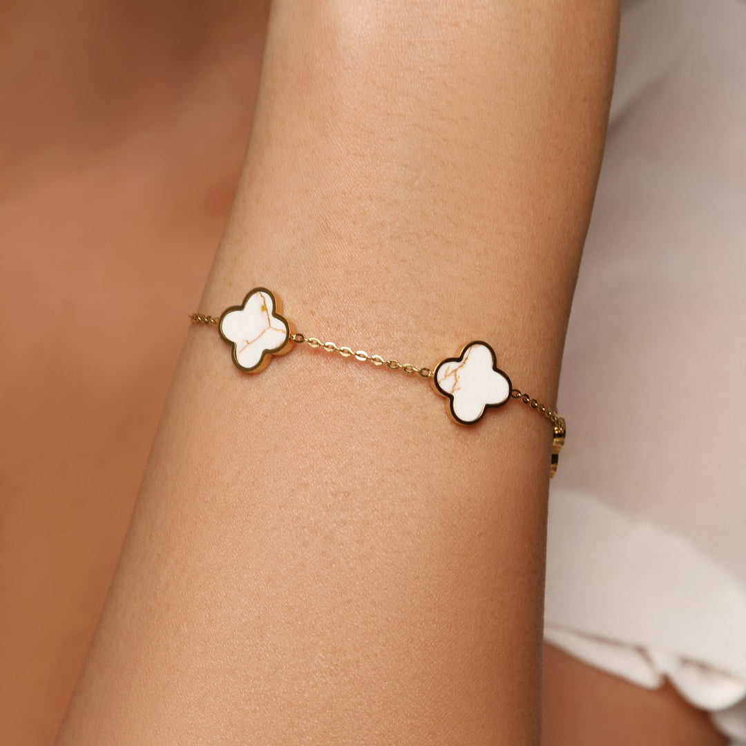 Kleeblatt Armband wasserfest nickelfrei vergoldet Chirurgenstahl