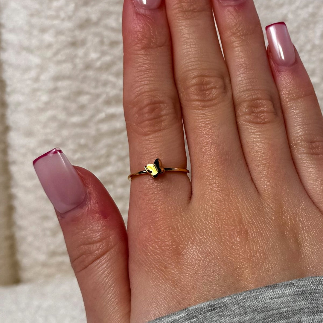 Schmetterling Ring 18K vergoldet wasserfest Edelstahl
