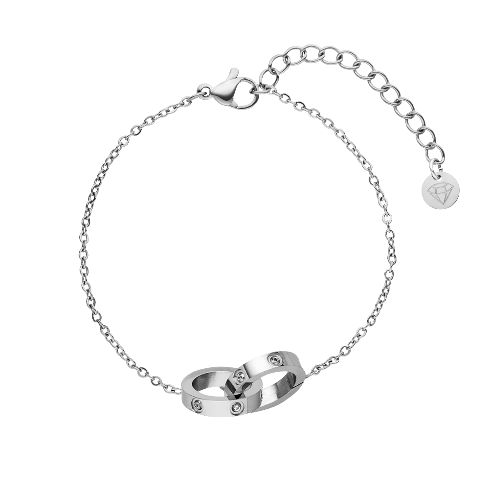 Damen Armband wasserfest Silber Edelstahl 2 Ringe