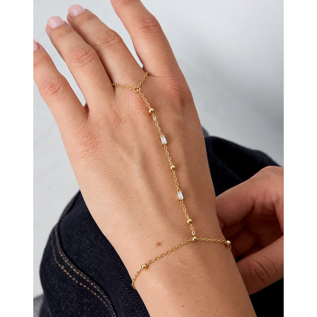 Baguette Handkette | 14K vergoldet