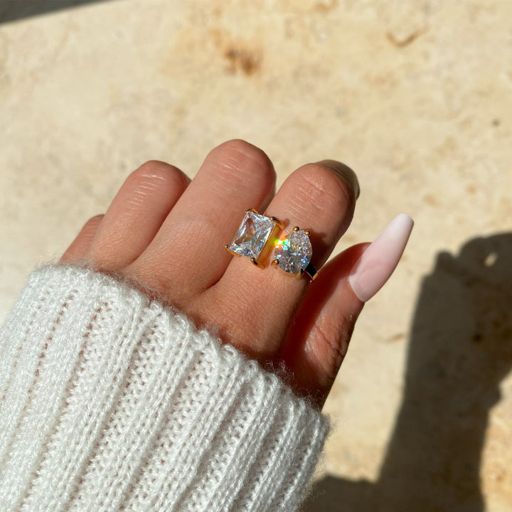 Wasserfester Ring 18K vergoldet größenverstellbar Glitzer Kylie