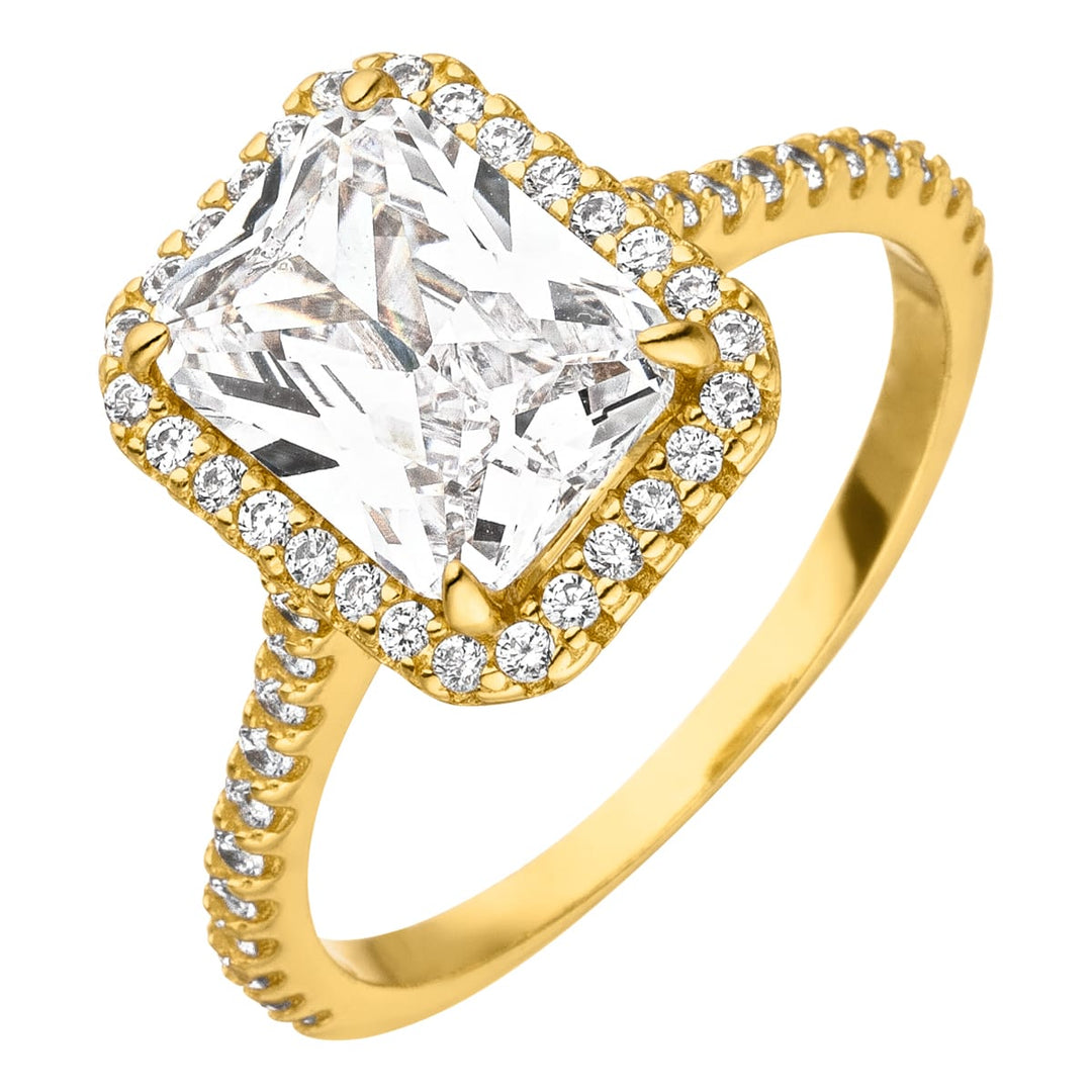 Wasserfester Ring 18K vergoldet mit großem Zirkonia Stein