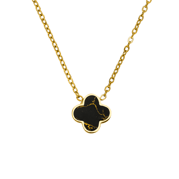 Black-Gold Clover Necklace | 18K gold plated