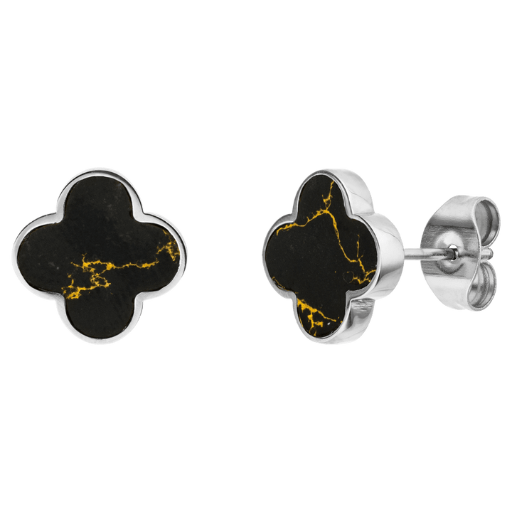 Black-Gold Clover Ohrstecker | 18K vergoldet