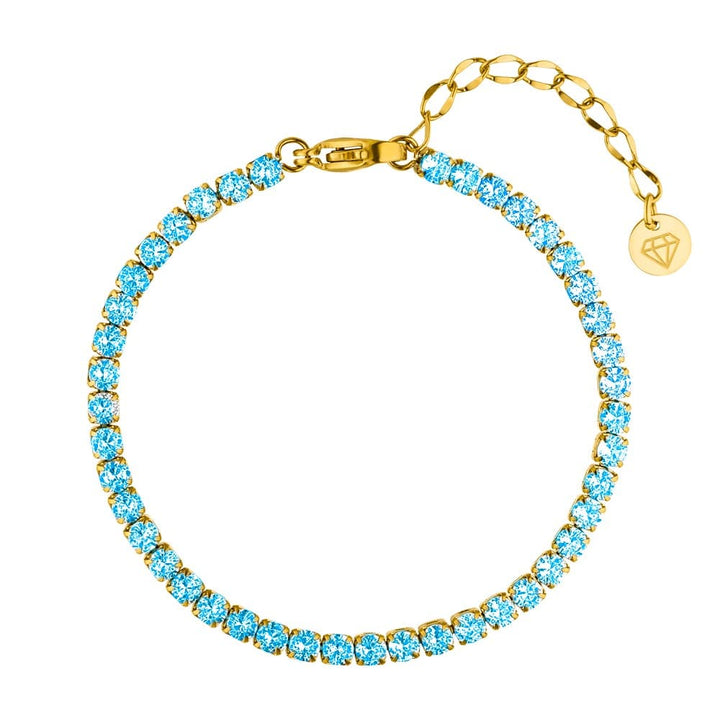 Tennis Armband mit blauen Steinen vergoldet wasserfest
