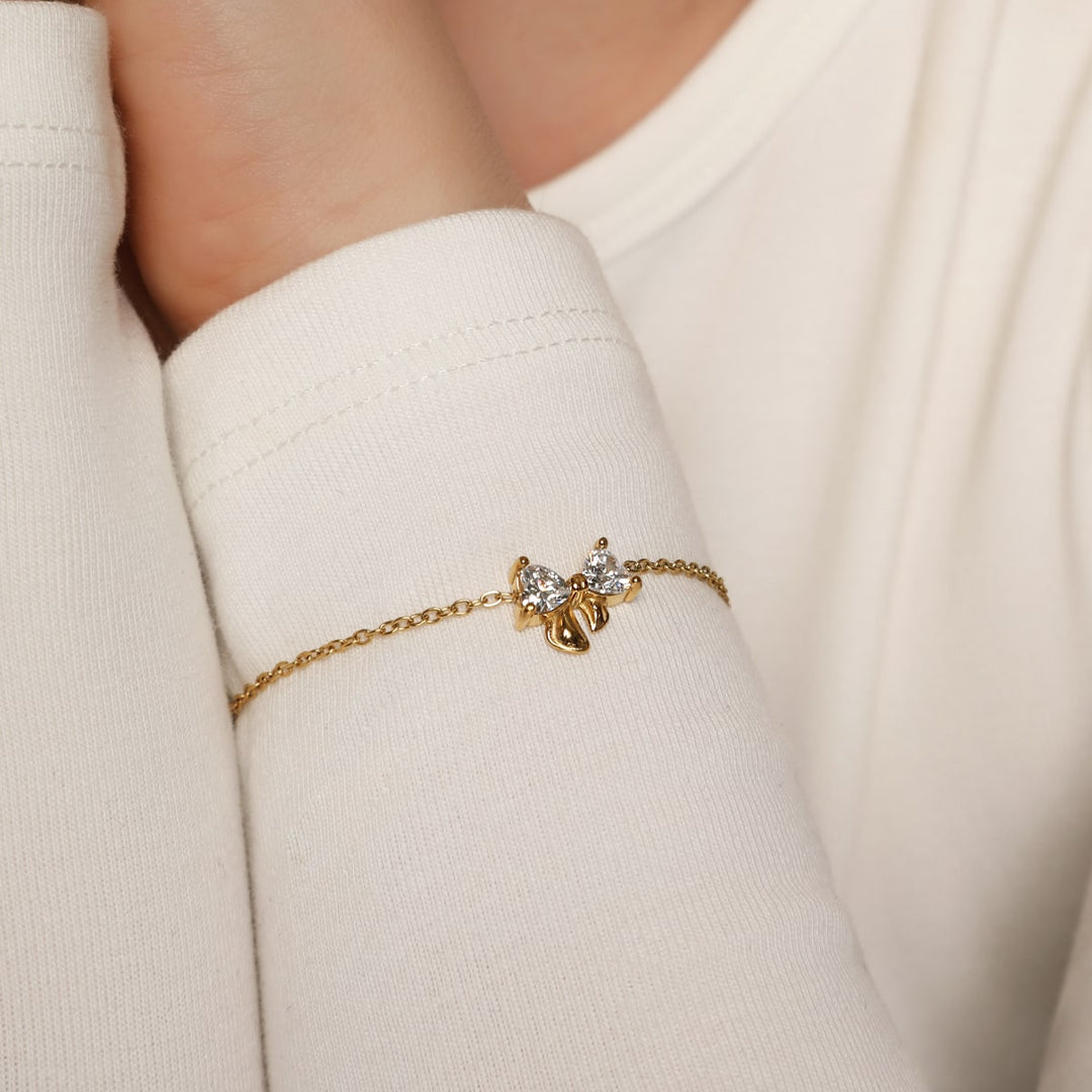 Edelstahl Armband wasserfest Schleife Fliege vergoldet