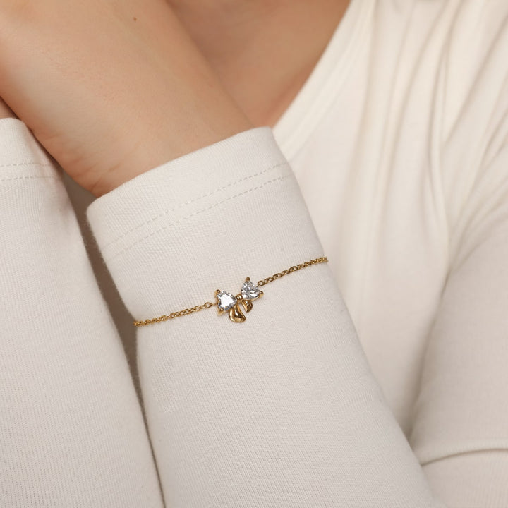 wasserfestes Armband mit Schleife 18K vergoldet Edelstahl