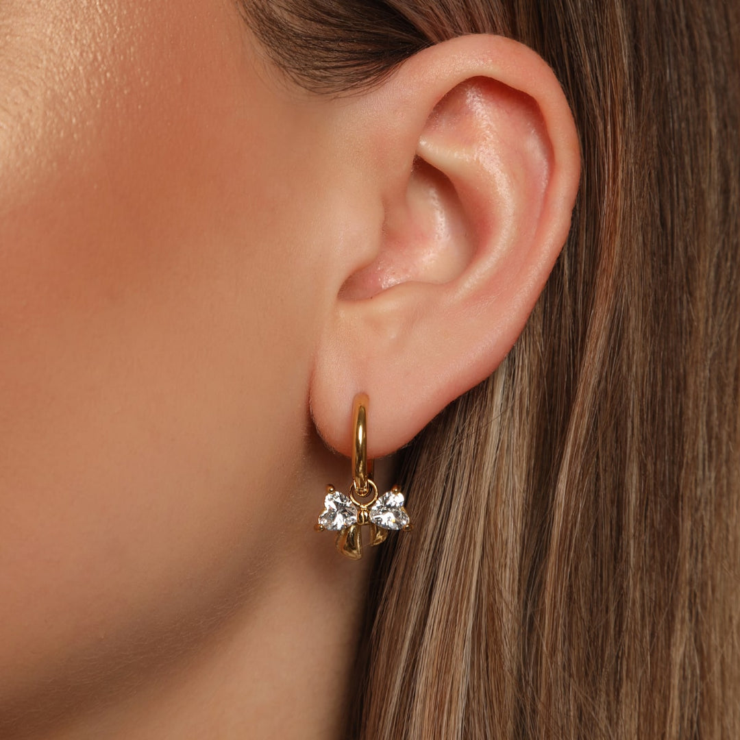 wasserfeste Ohrringe Schleife Fliege 18K vergoldet Edelstahl