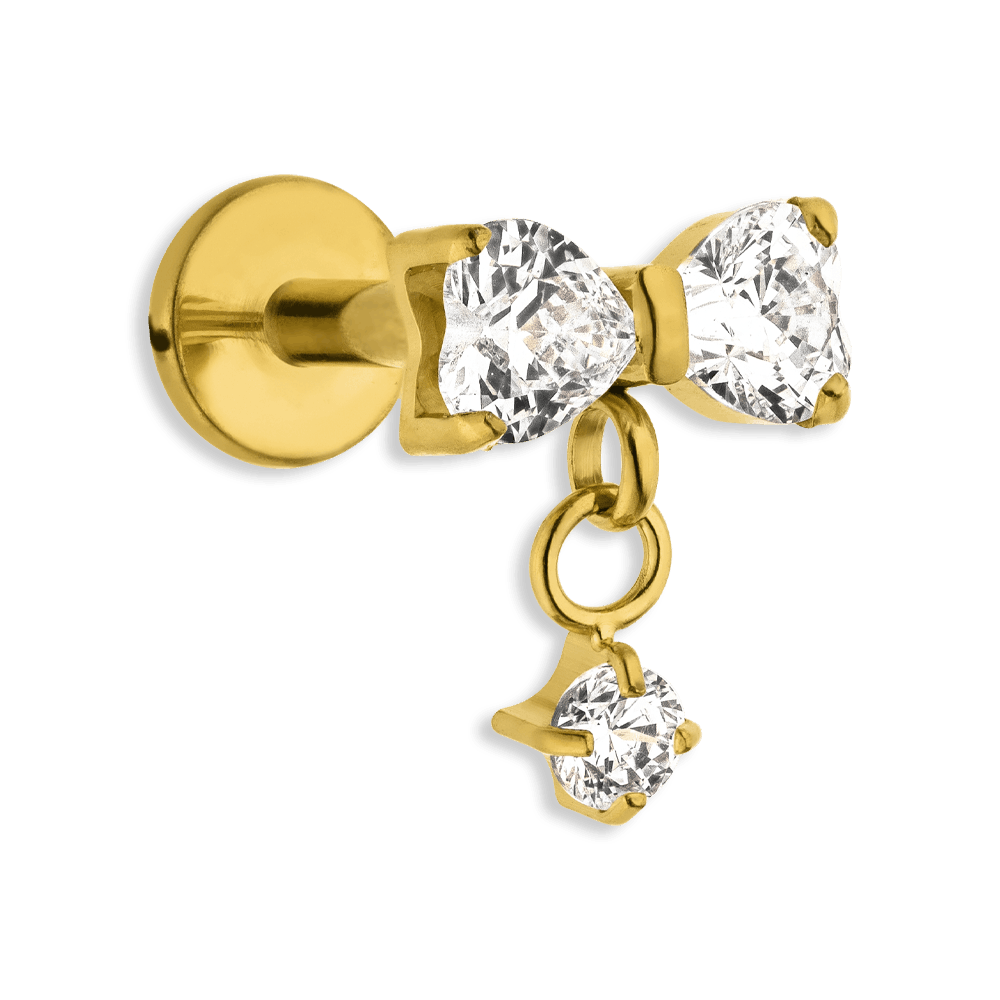 Schleifen Piercing Titan 18K vergoldet wasserfest Steinchen