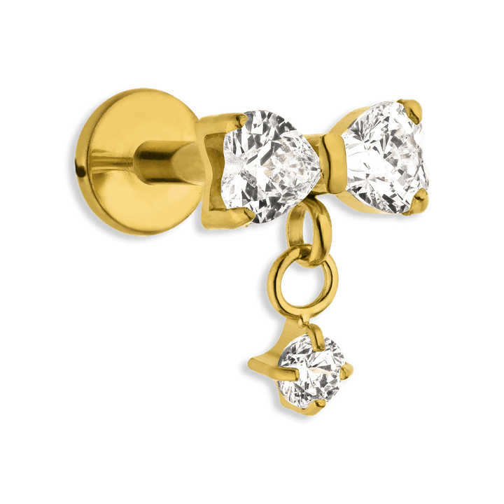 Schleifen Piercing Titan 18K vergoldet wasserfest Steinchen
