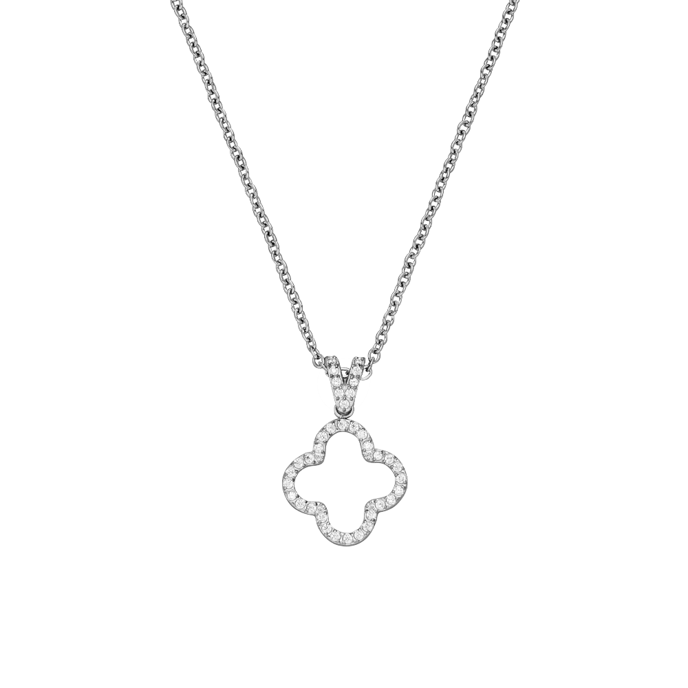 Nickelfreie Halskette aus Sterling Silber mit Kleeblatt Anhänger