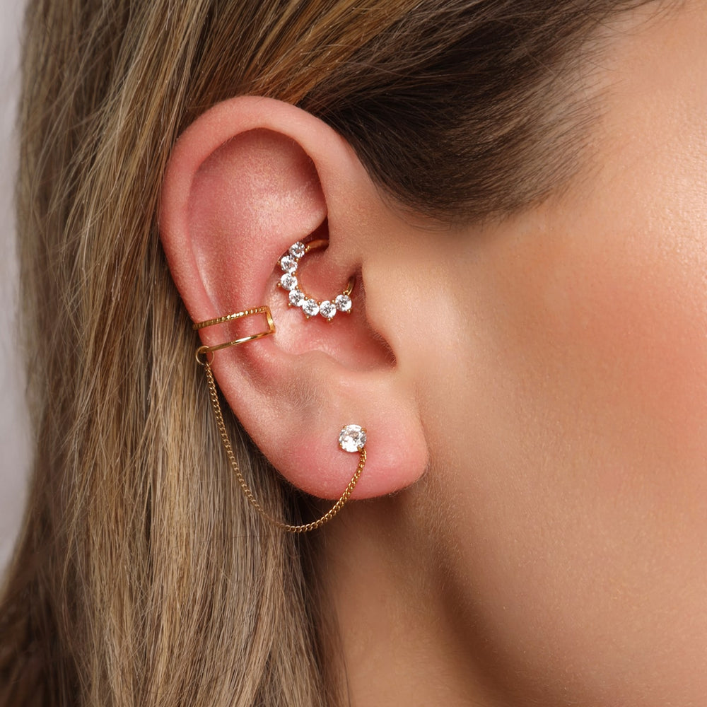 Ohrstecker mit Kette Fake Piercing wasserfest