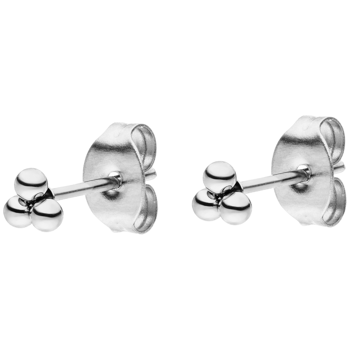 Silberne Kugel Ohrstecker mit 3 Kügelchen wasserfest