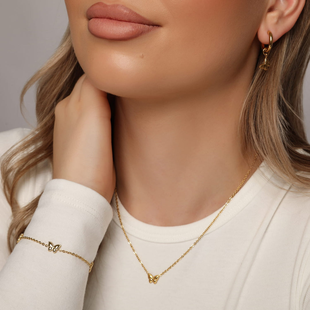 Schmetterling Schmuck wasserfest 18K vergoldet Edelstahl