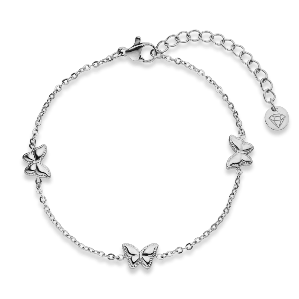 süßes Armband mit Schmetterlinge Silber wasserfest Edelstahl