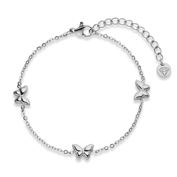 süßes Armband mit Schmetterlinge Silber wasserfest Edelstahl
