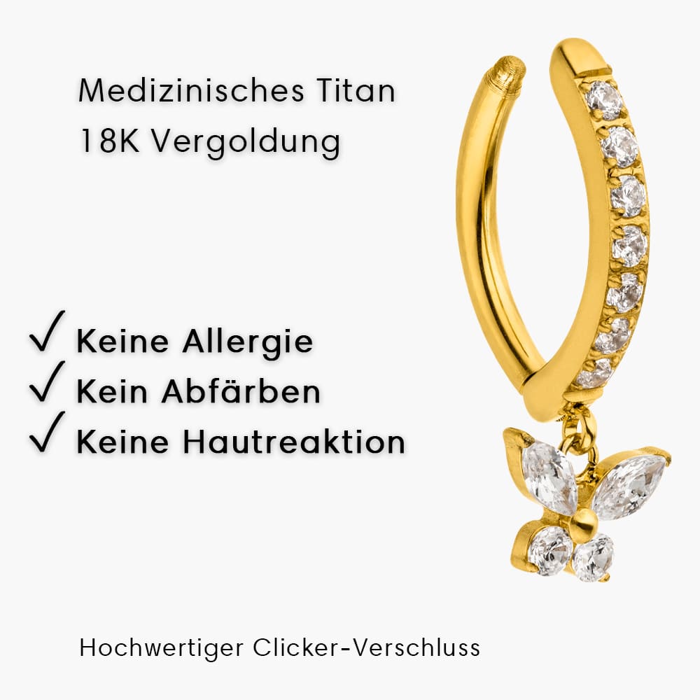 vergoldetes bauchnabelpiercing medizinisches titan 18K vergoldet zirkonia steine