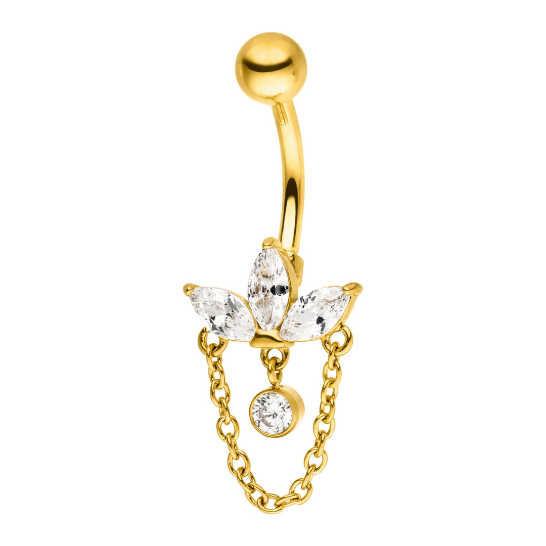Bauchnabelpiercing wasserfest Chirurgenstahl Lotus Blume Steinchen