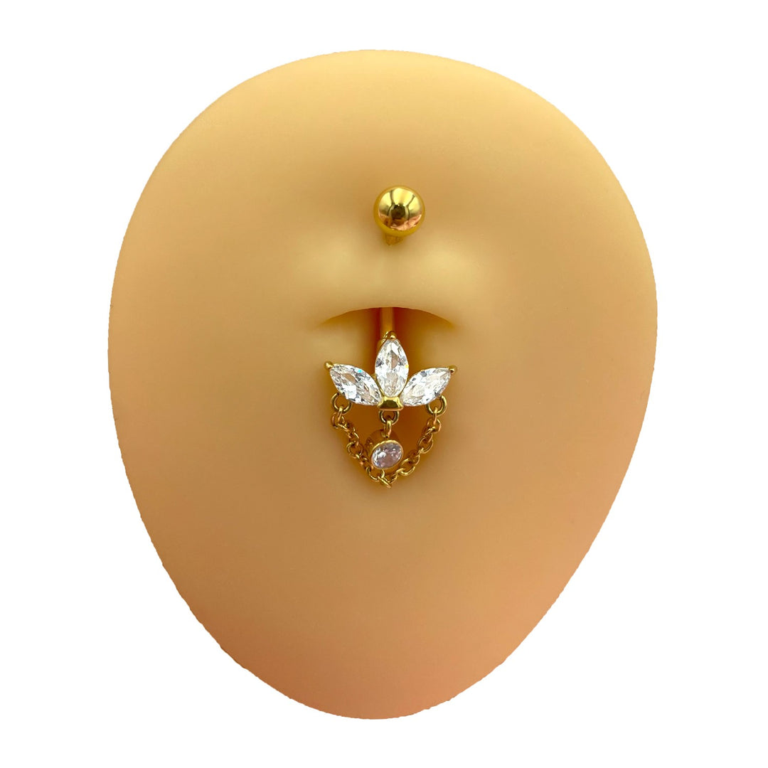 Bauchpiercing wasserfest Chirurgenstahl Lotusblume Strass Steine
