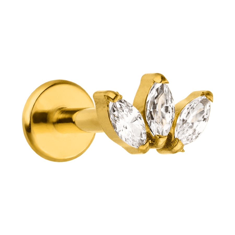 Lotus Blumen Piercing gold Zirkonia 18K vergoldet