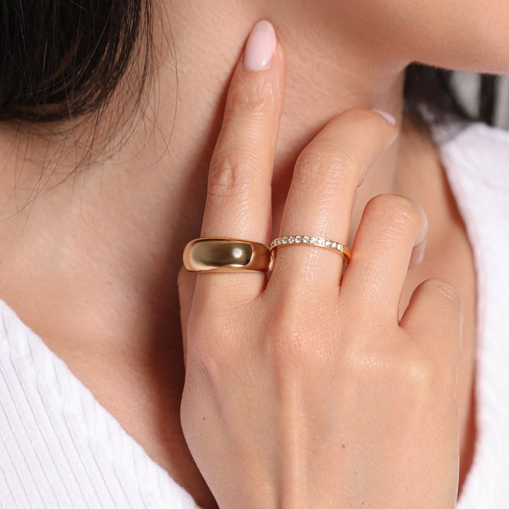 Wasserfester Chunky Ring Gold aus Edelstahl mit Glitzer