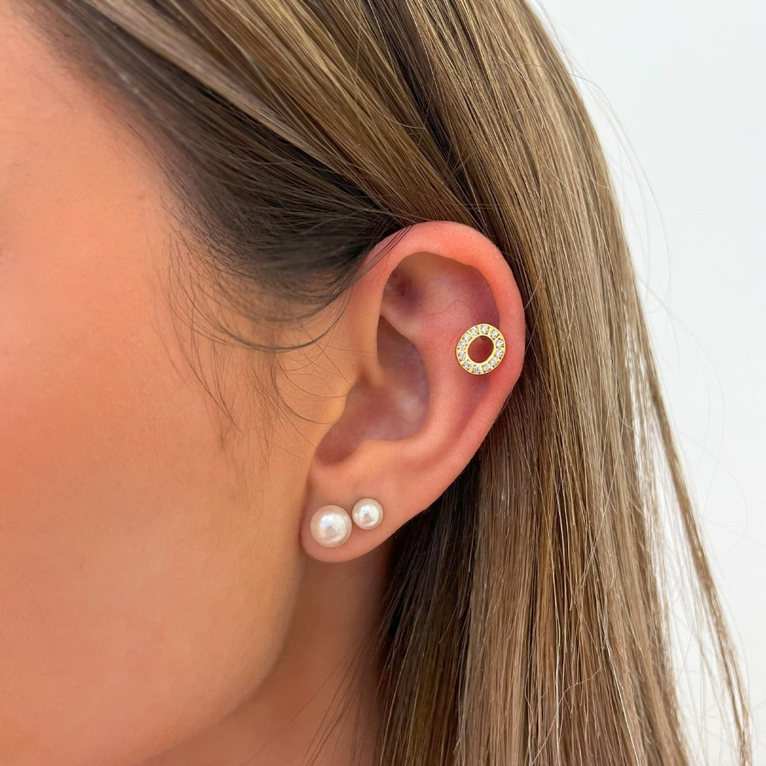 Glitzer Ohrpiercing Donut Edelstahl