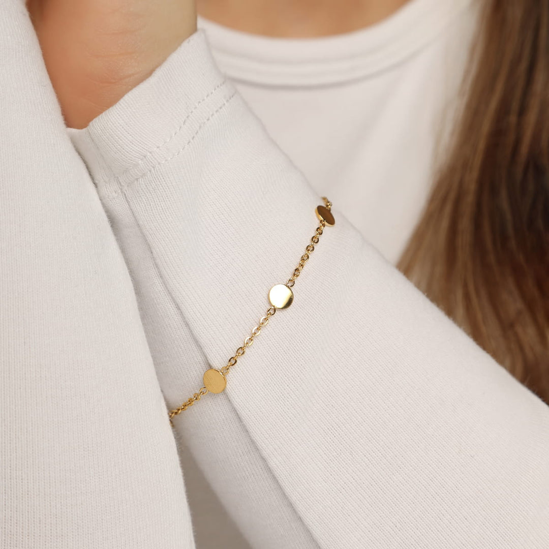 Damen Armband mit Plättchen gold wasserfest