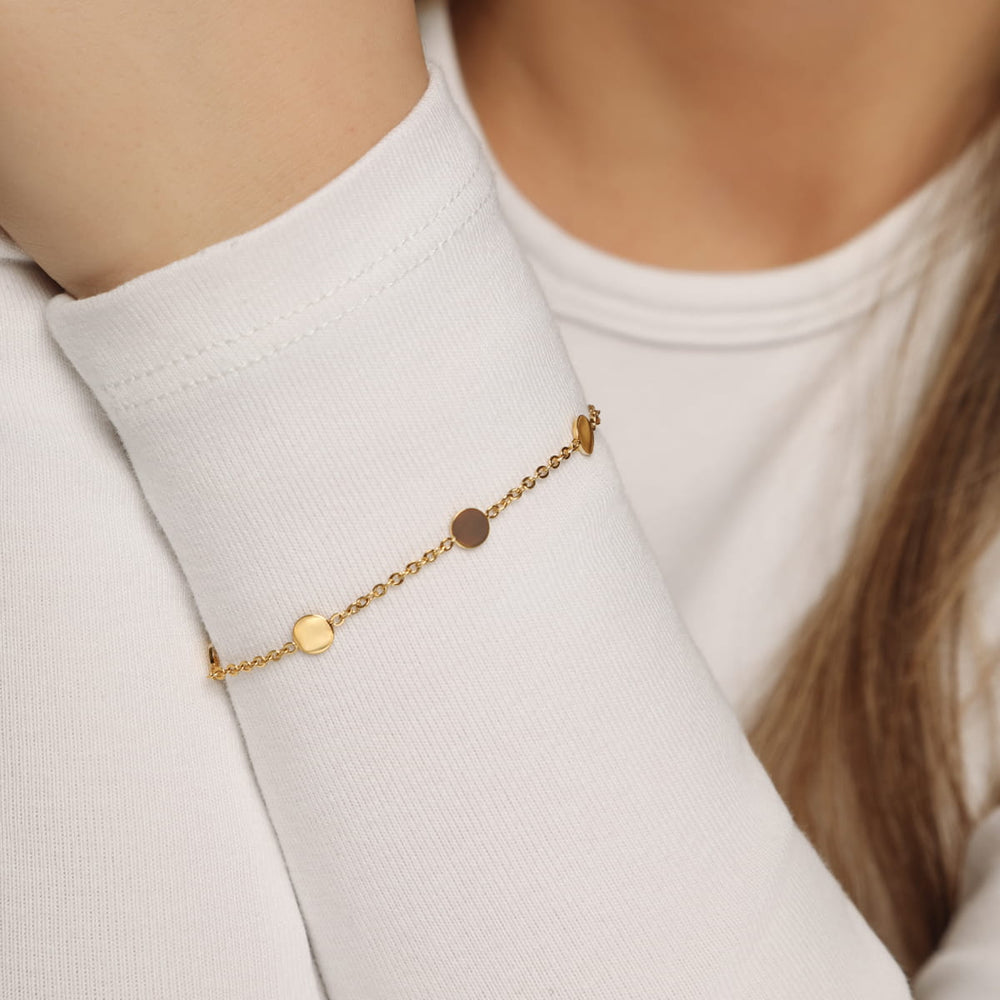 Damen Armband mit Plättchen vergoldet wasserfest