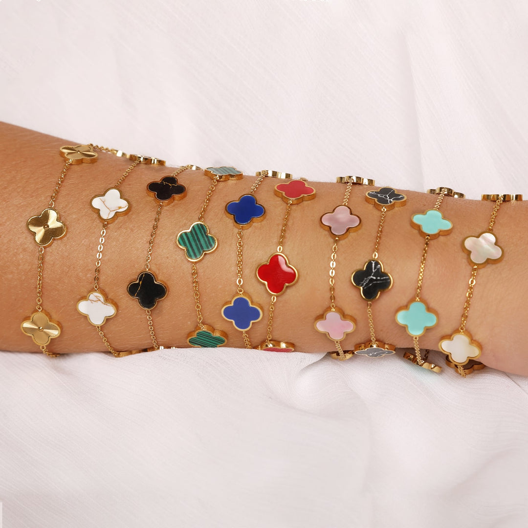 vergoldete Clover Armbänder Multicolor Chirurgischer Stahl 