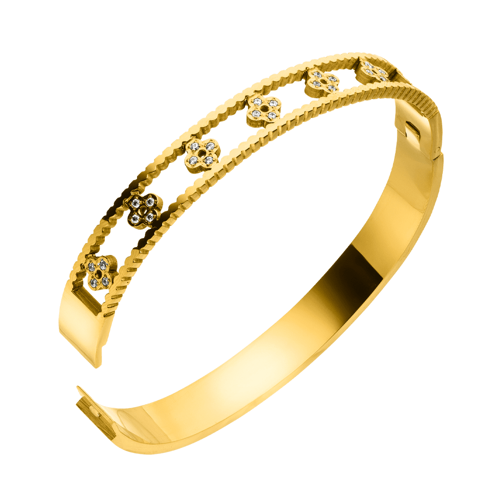 Clover Deluxe Armreif Chirurgenstahl Zirkonia Steinchen