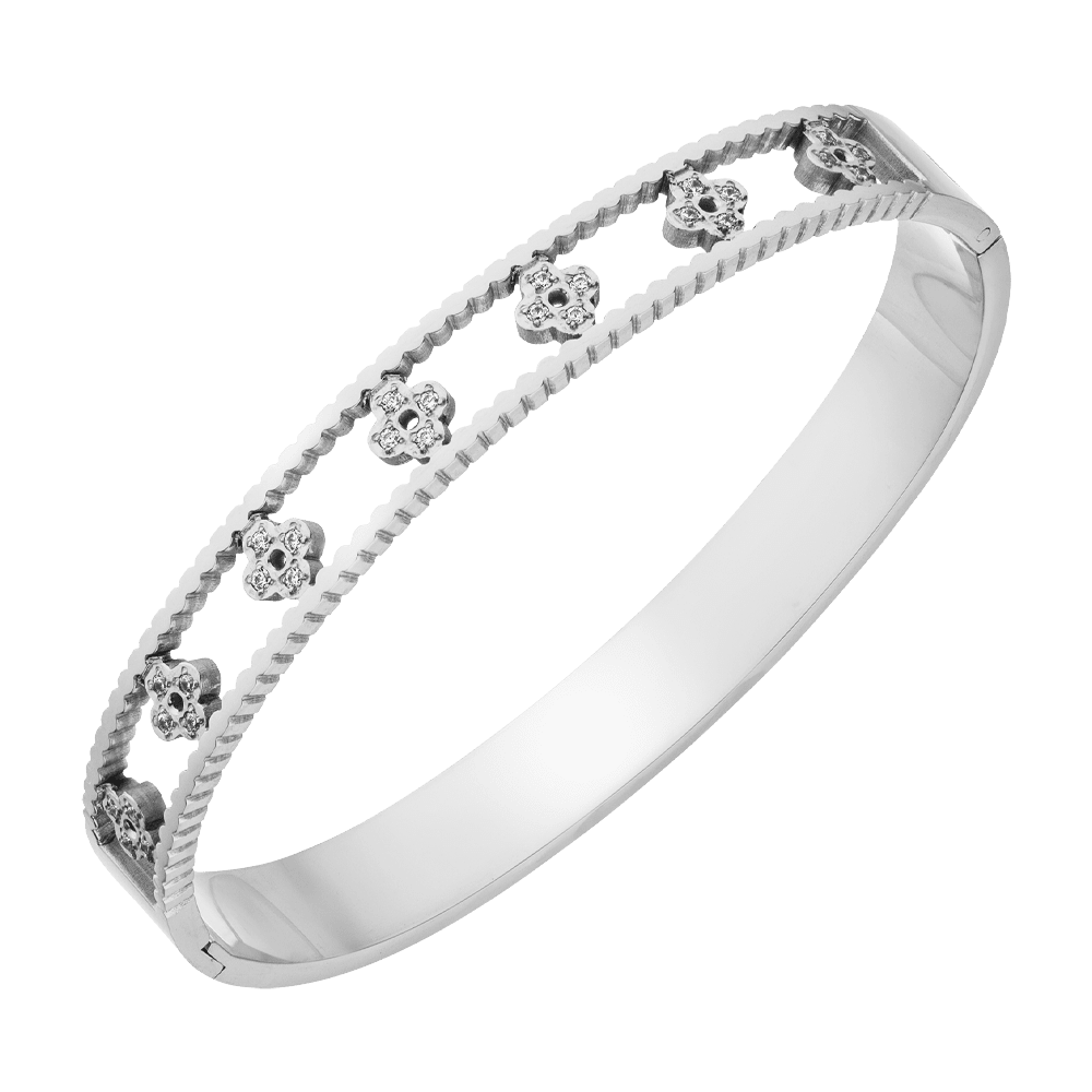 Clover Deluxe Armreif Chirurgenstahl silber