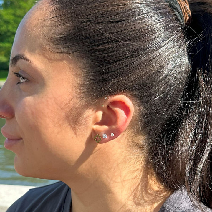 Wasserfeste Ohrringe Clover Kleeblättchen 18K vergoldet