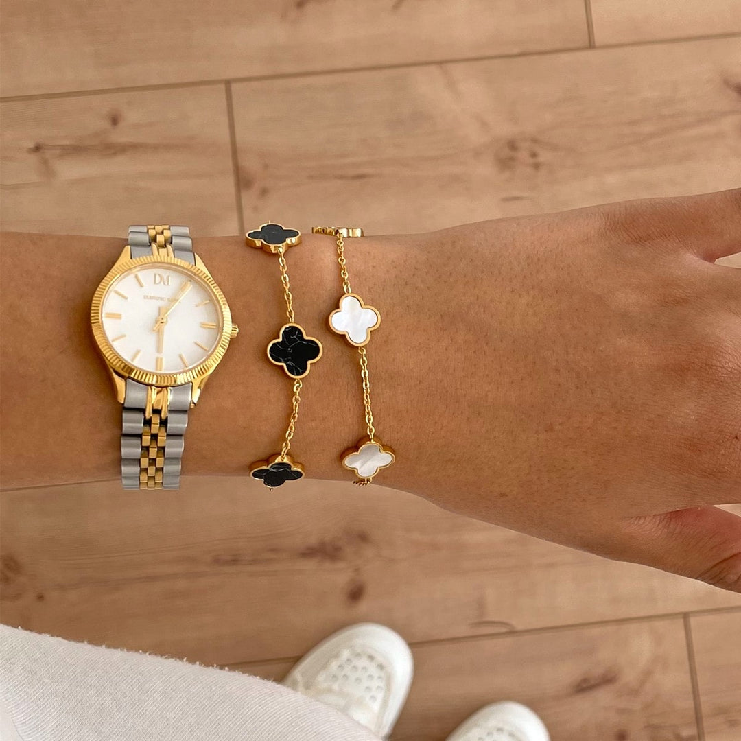 Clover Marble Bracelet | 18K gold-plated