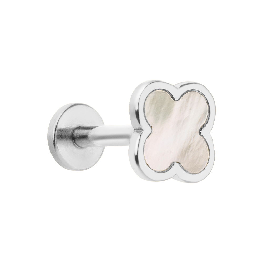 Ohrpiercing wasserfest Perlmutt Silber Labret