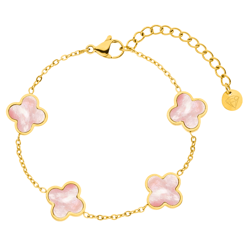 Clover Armband Rosa Perlmutt wasserfest Kleeblatt