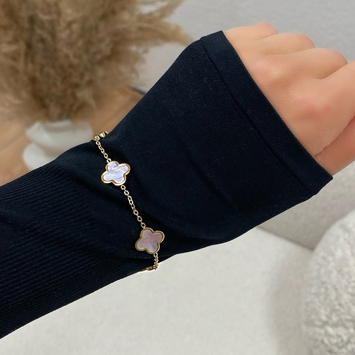 Clover Rosa Perlmutt Armband | 18K vergoldet
