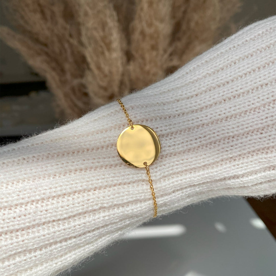 Coin Armband mit Wunsch Gravur 18K vergoldet wasserfest