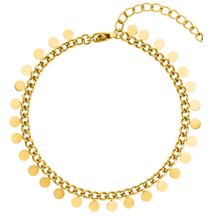 Plättchen Fußkette Gold aus Edelstahl 18K vergoldet Wasserfest