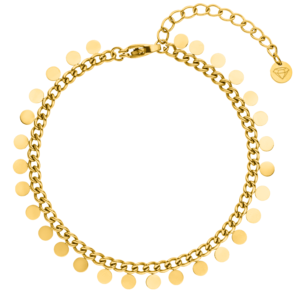Plättchen Fußkette Gold aus Edelstahl 18K vergoldet Wasserfest