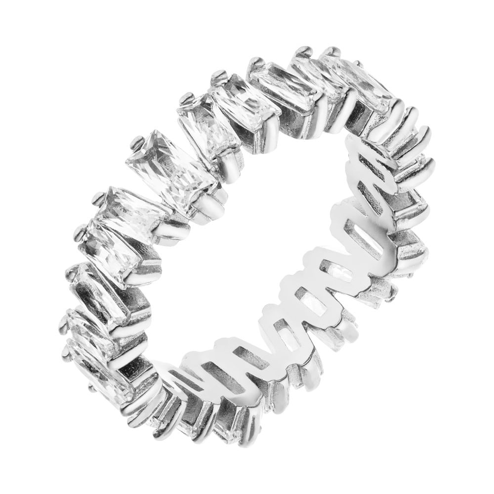 Baguette Ring silber Zirkonia wasserfest Silber Edelstahl