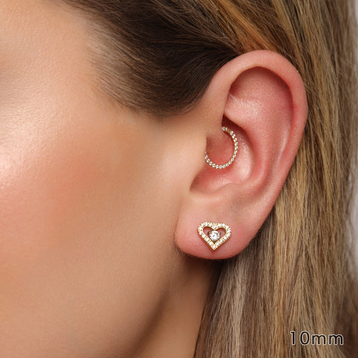 Segmentring Clicker Piercing 18K vergoldet Steinchen