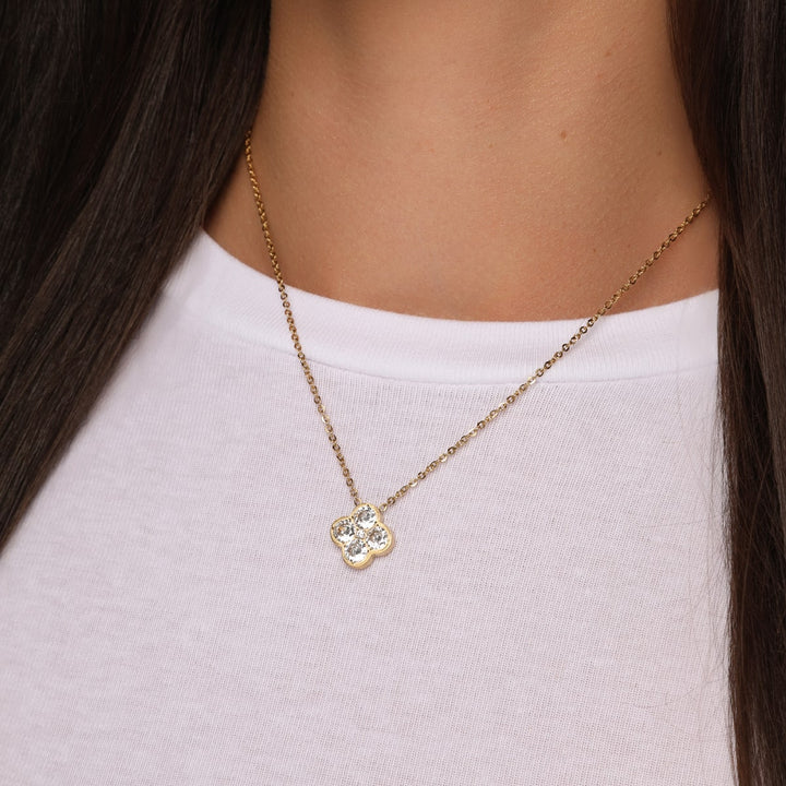 Crystal Clover Kette | 18K vergoldet