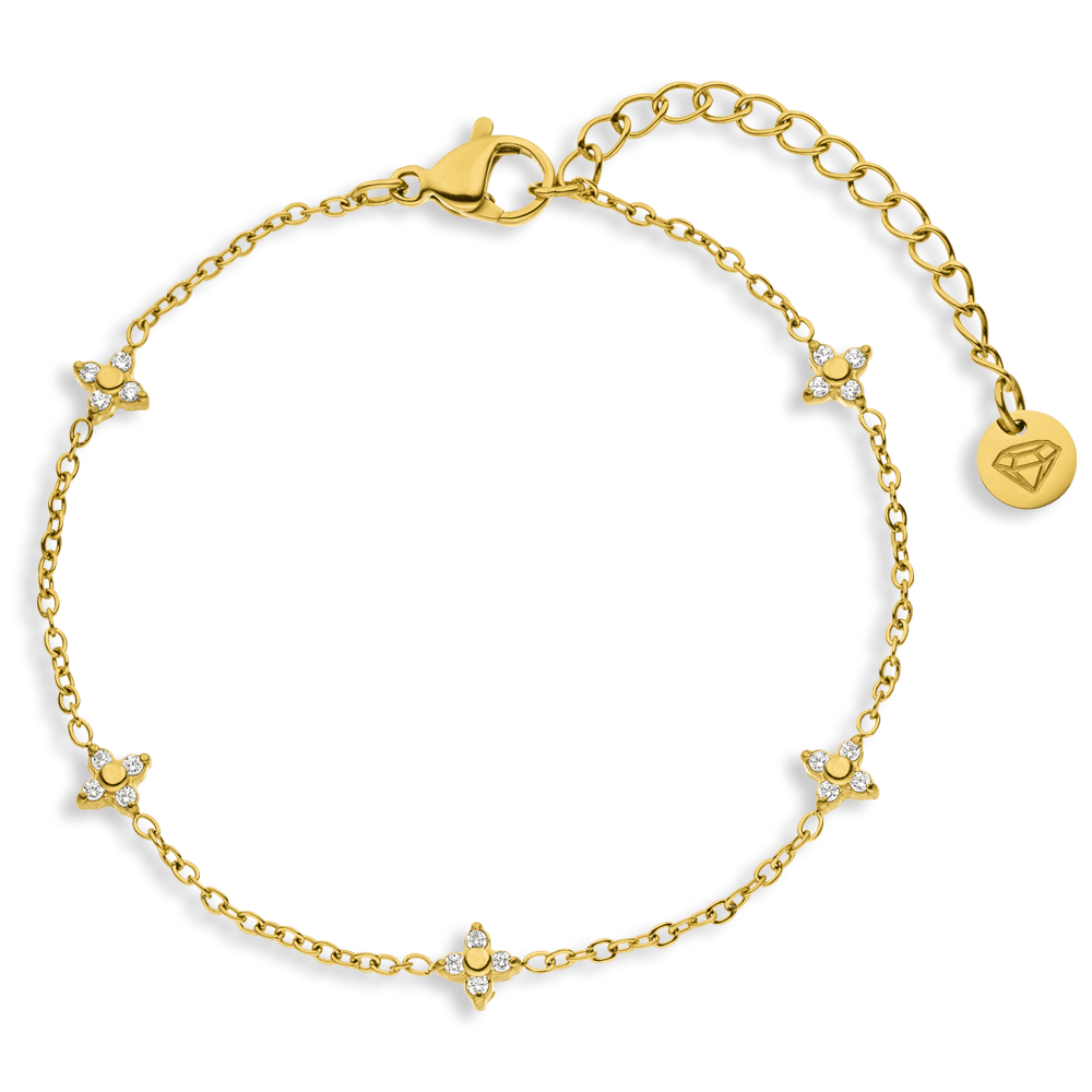 Armband Gold mit Steinchen wasserfest 18K vergoldet Edelstahl