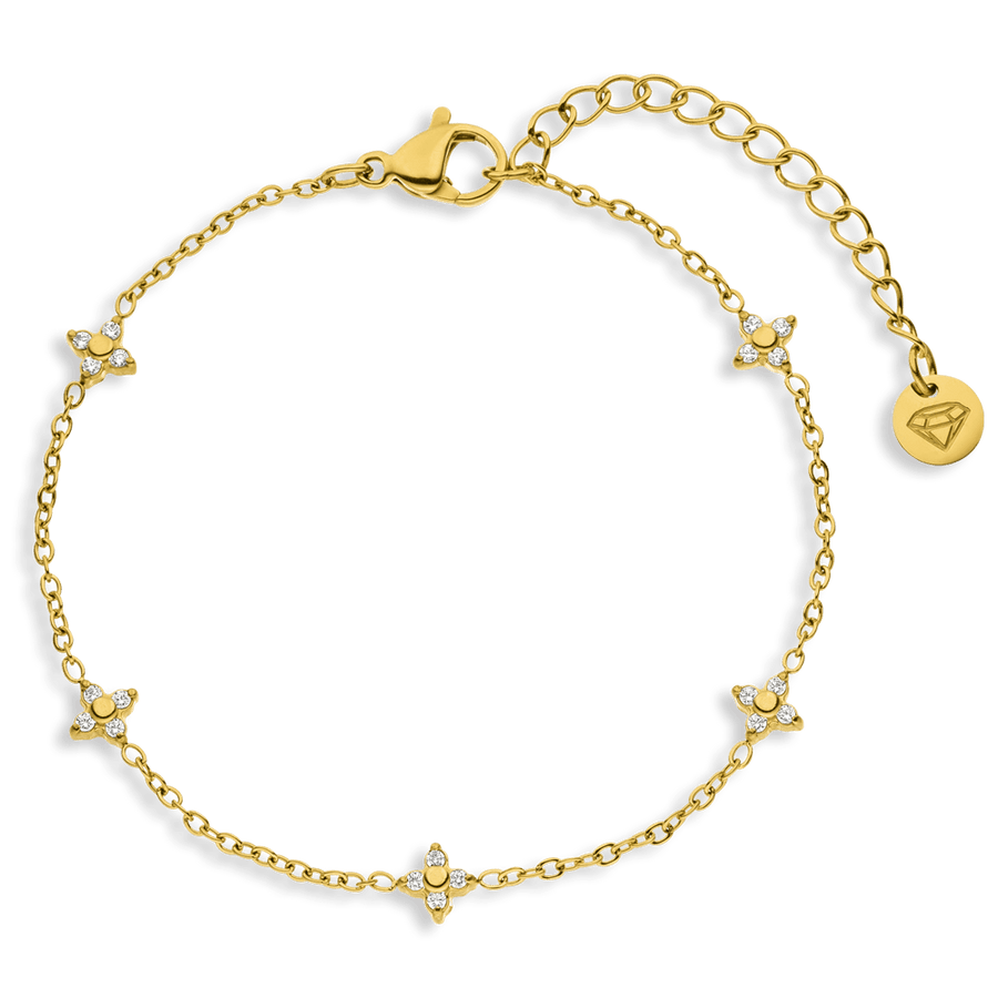 Armband Gold mit Steinchen wasserfest 18K vergoldet Edelstahl