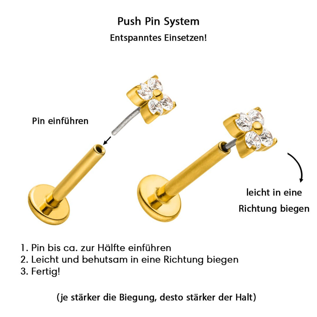 Push Pin Piercings gewindelos ohne Schrauben