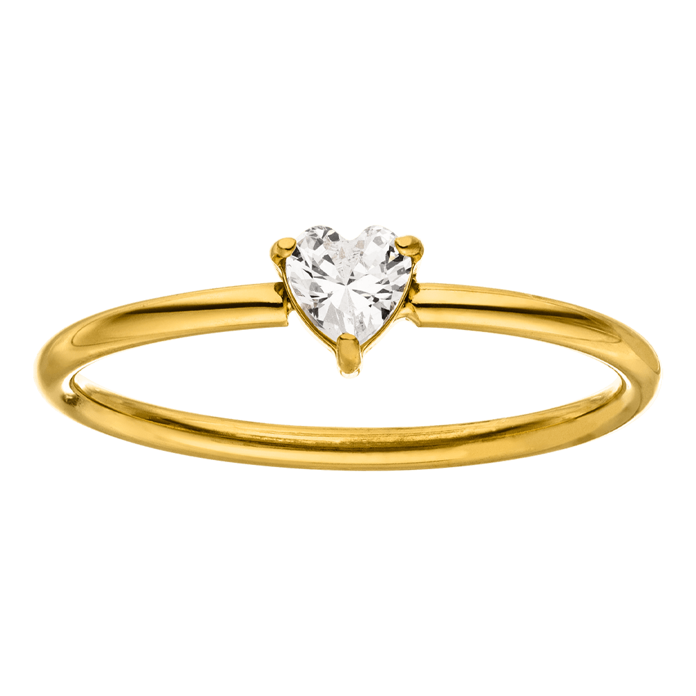 schmaler Ring Herzsteinchen Edelstahl wasserfest